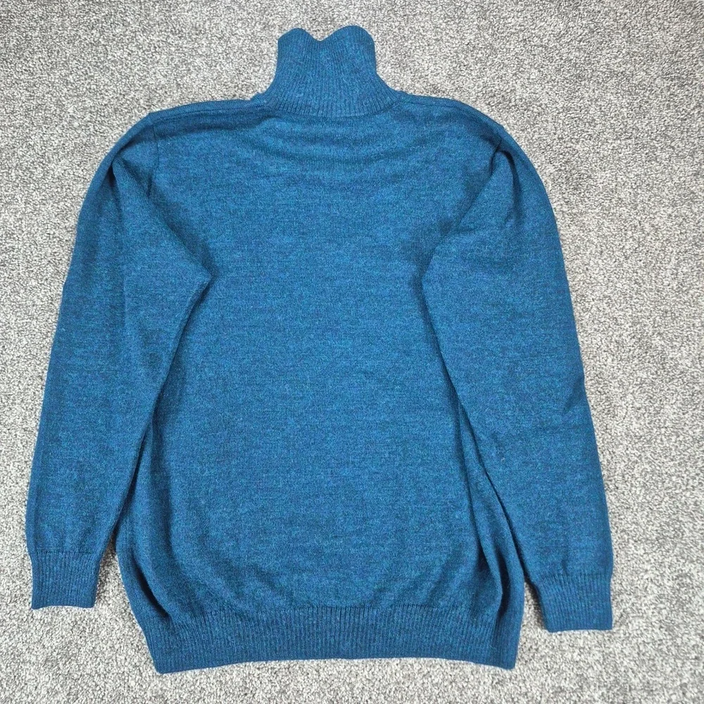 Alpandina 100% Baby Alpaca Wool Sweater Mens XL Blue 1/4 Zip Pullover Peru‎